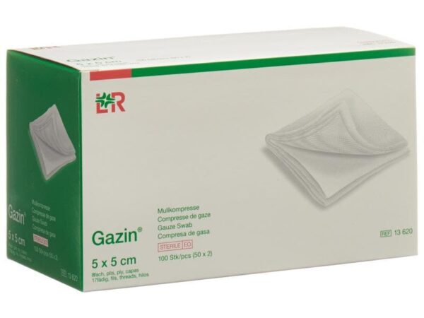 L&R Gazin Mullkompressen steril 5x5cm, 100 Stück