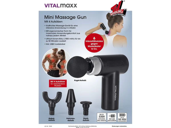 VITALmaxx Massage Pistole Mini-Gun 5-teilig – Bild 24